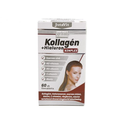 JutaVit Kollagén komplex + hialuronsav + C-vitamin + szerves cink + Biotin + B2 + B3-vitamin filmtabletta 60db