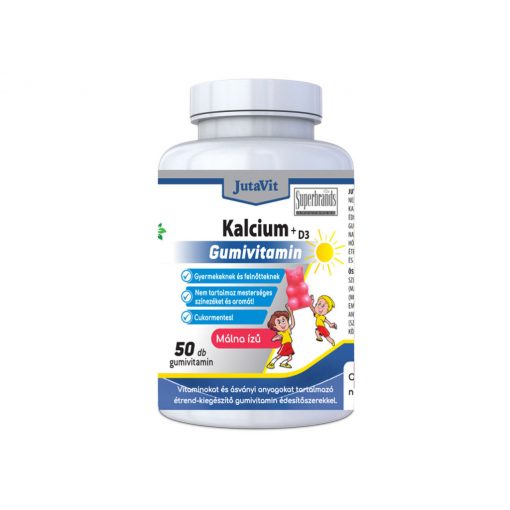 JutaVit Kalcium+D3-vitamin CUKORMENTES gumivitamin 50db - Málna